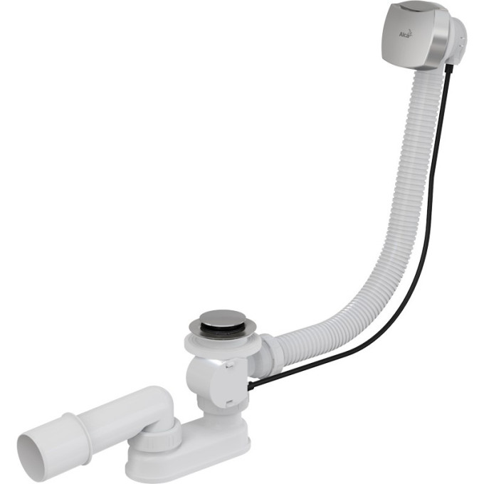 Сифон ALCAPLAST A51CR-120 для ванны автомат, комплект, хромированный пластик/металл, длина 120 см