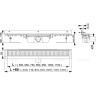 Водоотводящий желоб ALCAPLAST APZ4S-650 FLEXIBLE для перфорированной решетки с регулируемым краем, к стене, горизонтальный сток
